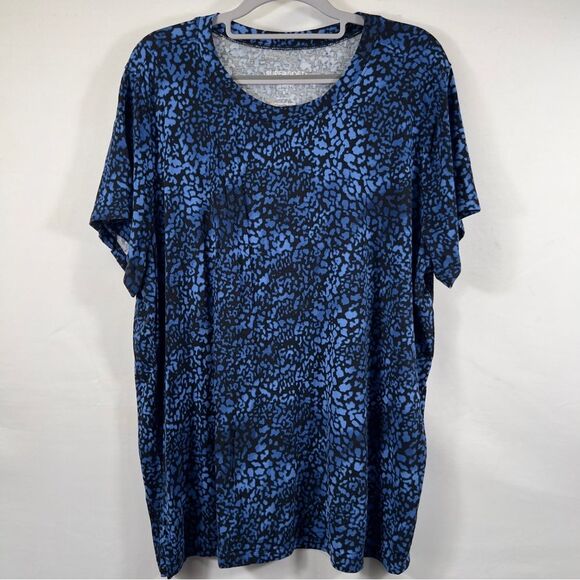 Torrid Super Soft Crew Neck Blue and Black Print Short Sleeve Tee 0663 - Picture 1 of 12